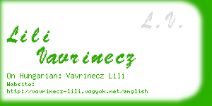 lili vavrinecz business card